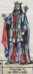 Porträt von Karl VI. von Frankreich, bekannt als Karl der Gute (1368-1422). Illustration Ende des 19. Jahrhunderts