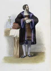Porträt von Clement des Marets genannt Marot, französischer Dichter (1496-1544) - in „Le Plutarque français“, Hrsg. Mennechet