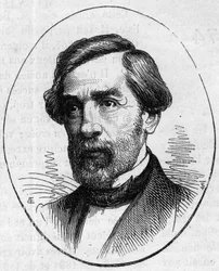 Porträt von Francois Jouffroy, französischer Bildhauer. Gravur in „Le Monde Illustré“ Nr. 890 vom 2. Mai 1874