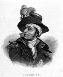 Porträt von François Athanase de Charette de la Contrie (1763 - 1796) - in „Revolution francaise“ von Thiers. 19. Jahrhundert