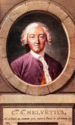 Porträt des französischen Philosophen Claude Adrien Helvetius (1715-1771), Gravur. 1772.