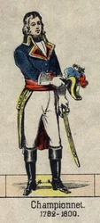 Porträt von Jean Etienne Championet, französischer General (1762-1800). Bild von Epinal aus dem späten 19. Jahrhundert.