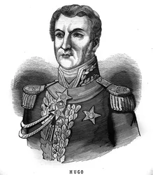 Porträt von Joseph Leopolde Sigisbert Hugo (1773-1828), General des Ersten Kaiserreichs, Vater von Victor Hugo. Gravur in „Les Illustrations De L