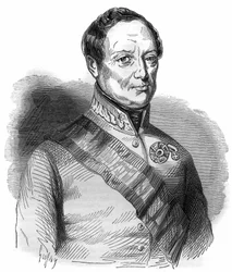 Porträt von Joseph Wenzel Radetzky von Radetz, österreichischer Marschall. Gravur in „Histoire des papes-kings-queens-et-empereurs a travers les centuries“ von Maurice Lachatre