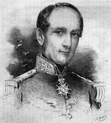 Porträt von Leopold Victor Charner (1797 - 1869), französischer Admiral. Gravur in Le Monde Illustré Nr. 186 vom 3. November 1860