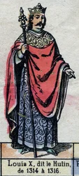 Porträt von Ludwig X. von Frankreich, genannt Ludwig der Hutin (1289-1316) (Dynastie der Kapetinger). Illustration Ende des 19. Jahrhunderts