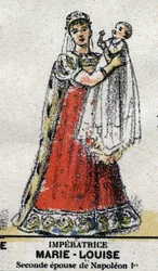 Porträt von Marie Louise von Österreich (1791-1847), Ehefrau von Napoleon I. mit ihrem Sohn Napoleon II. In „Galerie der Könige und Königinnen von Frankreich und berühmter Persönlichkeiten von 1643 bis 1895“ Bild von Epinal.