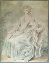 Porträt von Olympe de Gouges (Witwe Aubry, auch bekannt als Marie Gouze) (Madame Aubry) (1748-1793) Feministin, Politikerin und Schriftstellerin. Anonyme Aquarellmalerei. 18. Jahrhundert Paris, Louvre Museum