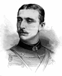 Porträt von Prinz Eugene Louis Napoleon, bekannt als der „Kaiserliche Prinz“, Sohn von Napoleon III. (1856-1879). Gravur in „Le Monde Illustré“ Nr. 1161 vom 28. Juni