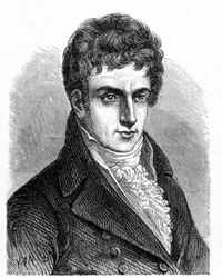 Porträt von Robert Fulton (1765 - 1815), amerikanischer Mechaniker, der das erste Propeller-U-Boot baute - im „Album der Wissenschaft; berühmte Wissenschaftler; Große Entdeckungen“ 1896.