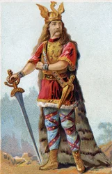 Porträt von Vercingetorix (72-46 v. Chr.), König der Gallier. Chromolithographie um 1890.