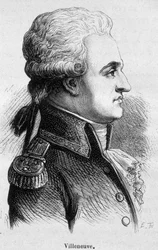Porträt von Villeneuve, französischer Admiral (1763 - 1806), er begann die Schlacht von Trafalgar, die ein Desaster war, und beging dann Selbstmord - in „L