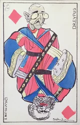 Postkartenkarikaturen von Alfred Dreyfus (1859-1935) und Edouard Drumont (1814-1917), späte 19. Jahrhundert