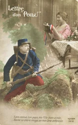 Postkarte, die einen Brief von einem Poilu darstellt, 1914-18