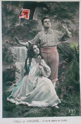Postkarte von Paul und Virginie: Das Gebet im Wald