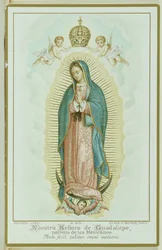 Gebetskarte, die Unsere Liebe Frau von Guadalupe darstellt, um 1900