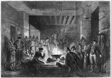 Vorbereitung der Mahlzeit in einer Posada der Sierra Nevada, Spanien.