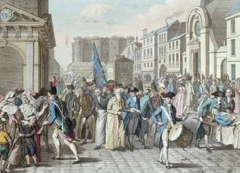 Gefangene in der Rue Saint-Antoine nach der Freilassung aus der Bastille am 14. Juli 1789
