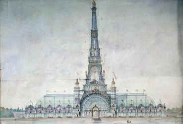 Projekt abgelehnt, den Eiffelturm für die Ausstellung 1889 zu modifizieren von Gustave Raulin