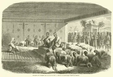 Empfang des Reisenden durch die Könige von Laos (Gravur)