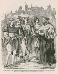 Rektor der Prager Universität und Gelehrte der verschiedenen Nationen, die an derselben Universität studierten