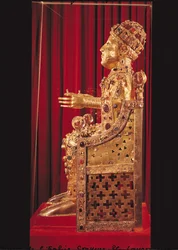 Reliquiarstatue der Heiligen Foy, ca. 980 (Gold, Silber, Holz, Edel- und Halbedelsteine)