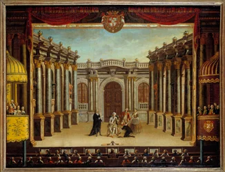 Darstellung des „Eingebildeten Kranken“ von Molière im Minorca-Theater, Spanien