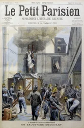 Rettung während eines Feuers durch die Feuerwehr: eine bewegende Rettung - in "Le petit Parisien"