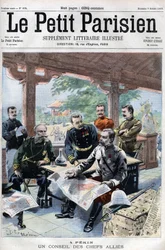 Boxeraufstand: ein Rat der alliierten Befehlshaber (Franzosen, Russen, Amerikaner, Engländer, Japaner) (ALLIIERTER KRIEGSRAT) - in „Le Petit Parisien“