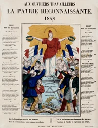 Revolution von 1848 und Geburt der zweiten Republik: Manifest und Lied mit dem Titel „An die Arbeiter, das dankbare Vaterland“, die Republik wird von den Arbeitern begrüßt. 1848 Paris, Musée Carnavalet