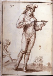 Rhabdomantie - Rutengehen - Wünschelrutengängerei - in „Physique occulte, ou Traité de la baguette divinatoire et de son utilité pour la découverte des sources, des mines, des trésors cachés, des Diebe und der flüchtigen Mörder usw.“ von Pierre Le Lorrain