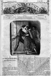 Fortsetzungsroman: „Der Graf von Monte Christo“ (Monte-Cristo) von Alexandre Dumas (1802-1870). Sexszene zwischen Edmond Dantès und Mercédès. Stich in „Les bons romances“