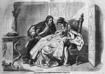 Romanserie: „Die grünen Damen“ von George Sand (Aurore Dupin, Baronne Dudevant) (1804-1876). Gravur in „Les bons romans“