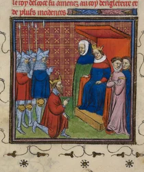 Royal 20 C.V11 John Baliol vor Edward I., Illustration aus den 