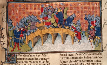 Schlacht auf der Brücke über die Seine während des Hundertjährigen Krieges, aus 