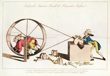 Königlicher Schärfdienst zum Schärfen englischer Dolche, 1794 (handkolorierte Radierung)