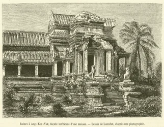 Ruinen in Ang-Kor-Vat, Innenfassade eines Hauses
