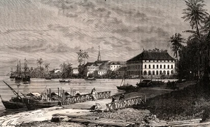 Saigon - Vietnam - Ho-Chi-Minh-Stadt (Ho Chi Minh Stadt) - Gravur in „La France illustree: Geographie, Geschichte, statistische Verwaltung“ von V.-A. Malt-Brown. 1884