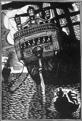 Schiff. Illustration des Romans „An Bord der Morgenstern“ von Pierre Mac Orlan
