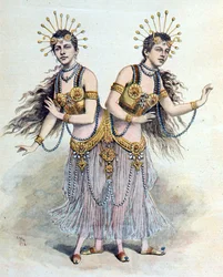 Siamesische Zwillinge, Rosa - Josepha Blazek aus "Le Petit Journal", Paris, 8. April 1891 (Gravur)