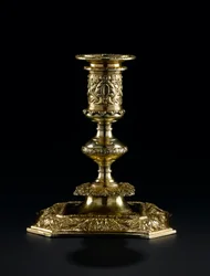 Silbervergoldeter Kerzenhalter mit abnehmbarem Düsenstück aus dem Lennoxlove-Toilettenset, im Besitz von Frances Teresa Stewart, Herzogin von Richmond und Lennox: Französisch, Paris, von Pierre Masse, 1661 - 1662