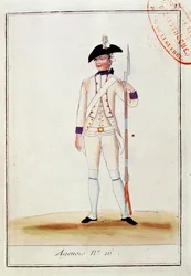 Soldat des französischen Agenois-Infanterieregiments, ca. 1780