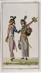 Soldaten der Französischen Revolution mit Bajonetten im Jahr 1793