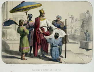 Salomo baute den Tempel (die Baustelle im Hintergrund)