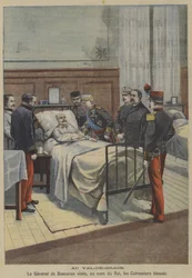 Der spanische General Jose de Bascaran besucht im Namen von König Alfonso XIII. verwundete Kürassiere im Militärkrankenhaus Val-de-Grace in Paris