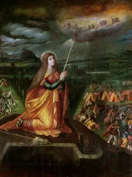 St. Genevieve betet, um das Kommen von Attila und seinen Hunnen abzuwenden