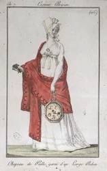 Strohhut mit einem Band, Modeplatte aus Costumes Parisiens, 1799