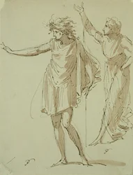 Studie von zwei klassisch drapierten Figuren, ca. 1790