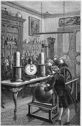 Synthesen des Wassers von Jean-Baptiste Marie Charles Meusnier de la Place (1754-1793) und Antoine Laurent de Lavoisier (1743-1794) - Gravur in „Wissenschaften für alle - Physik und Chemie“ von Alexis Clerc - Ende 19. Jahrhundert