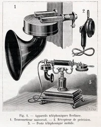 Telefonapparat - Berliner System - Gravur in „La nature“ von 1902